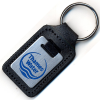 Steel & Leather Fob Keyring - Embossed