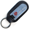 Large Steel & Leather Fob Keyring - Embossed