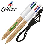 BIC® 4 Colours Wood-Look Pen with Lanyard