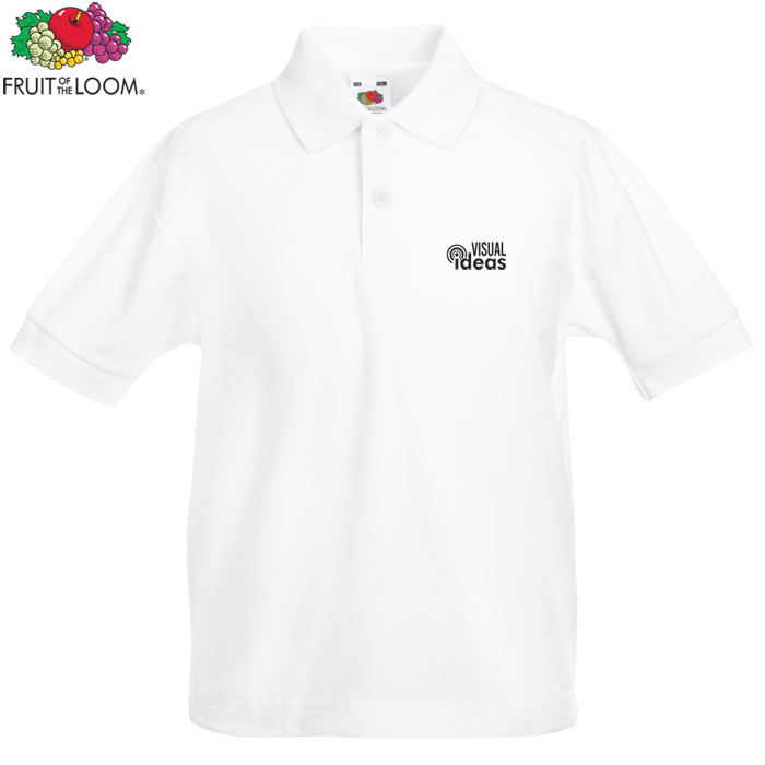 4imprint.co.uk: Fruit of the Loom Kid's Value Polo Shirt - White ...